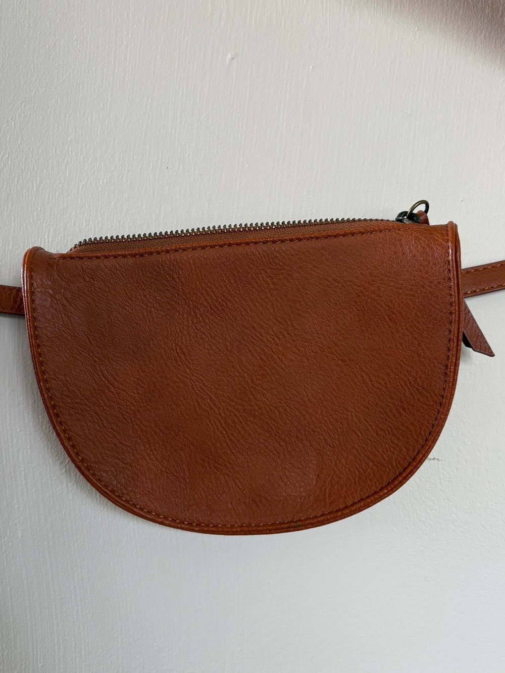 Leather Crescent Belt Bag in Brown